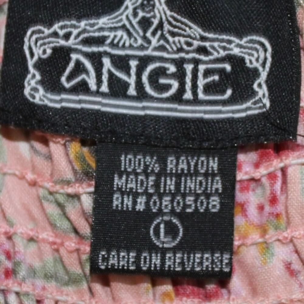 Angie Boho Floral Smocked Off Shoulder Mini Dress Pink Multicolor Women’s Large - Picture 4 of 7